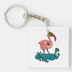 Porte-clés Oiseau mécanique, Robot mécanique Flamant rose ros