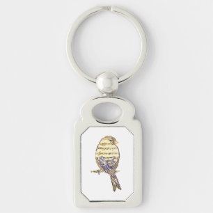 Porte-clés Oiseau mignon avec notes de musique Personnaliser 