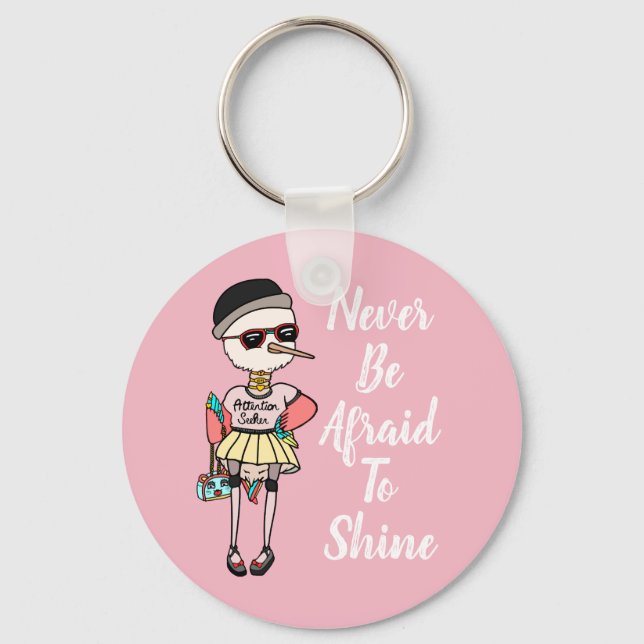 Porte-clés Oiseau séché rose mignon avec une citation inspira (Recto)