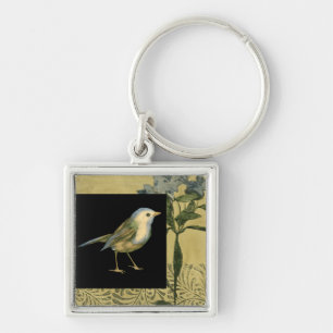 Porte-clés Oiseau sur Noir et Arrière - plan Vintage