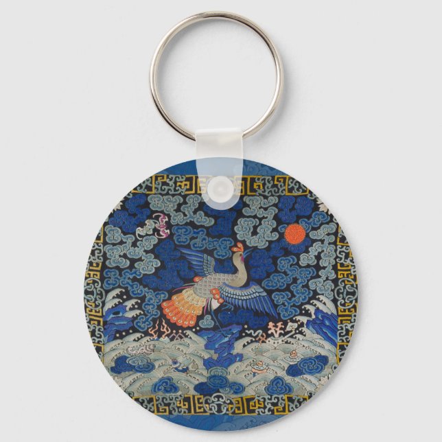 Porte-clés Oiseaux artisanaux broderies chinoises en cris (Recto)