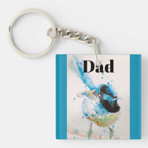 Porte-clés Oiseaux australiens Troglodyte bleu Wrens Aquarell