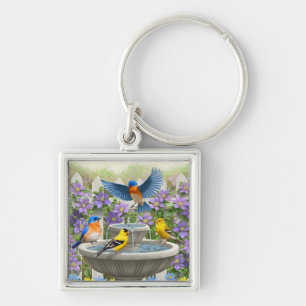Porte-clés Oiseaux colorés et jardin de fleurs de bain d'oise