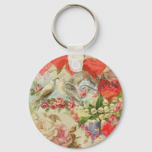 Porte-clés Oiseaux d'amour vintage antique cœur amour