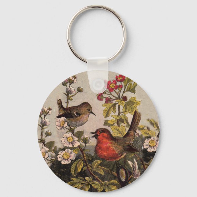 Porte-clés Oiseaux de printemps Robin Oiseaux rouges (Recto)