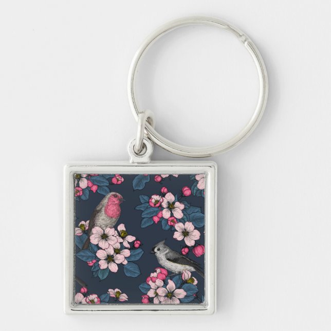 Porte-clés Oiseaux et fleurs (Devant)