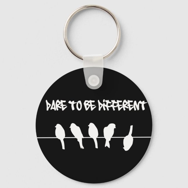 Porte-clés Oiseaux sur un fil - oser être différent (noir) (Recto)