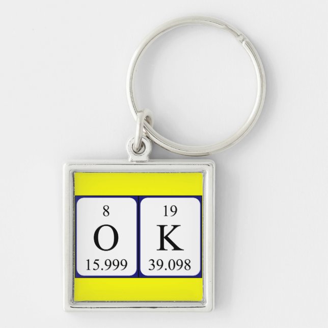Porte-clés OK clé de mot du tableau périodique (Devant)