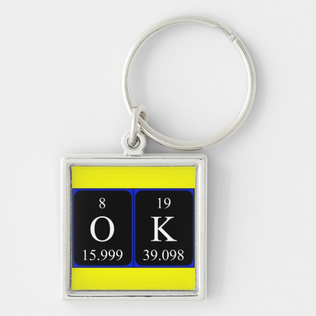 Porte-clés OK clé de mot du tableau périodique (Devant)