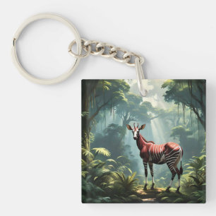 Porte-clés Okapi Dans La Forêt Pluviale, (Zebra Giraffe)