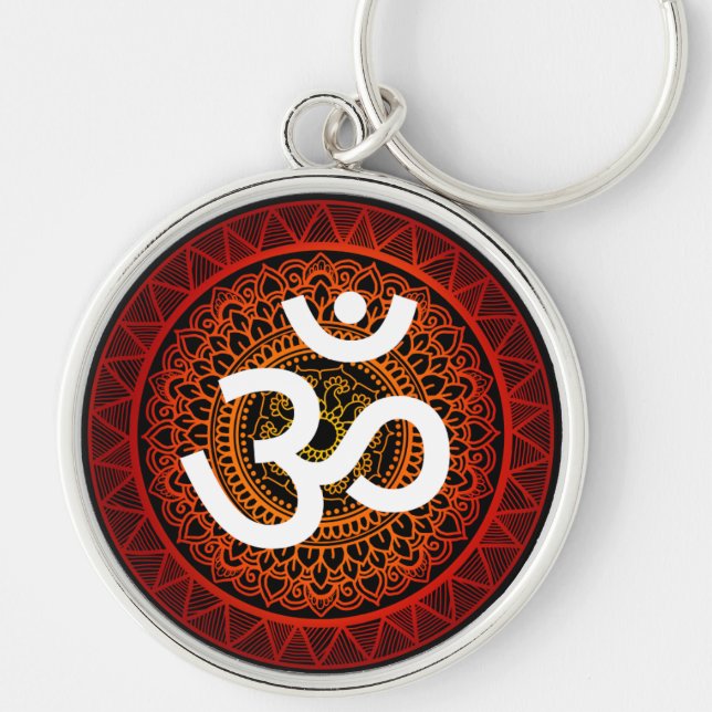 Porte-clés Om Chakra mandala rouge (Devant)