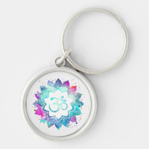 Porte-clés *~* OM SYMBOLE AUM Lily Lotus Aquarelle Mandala