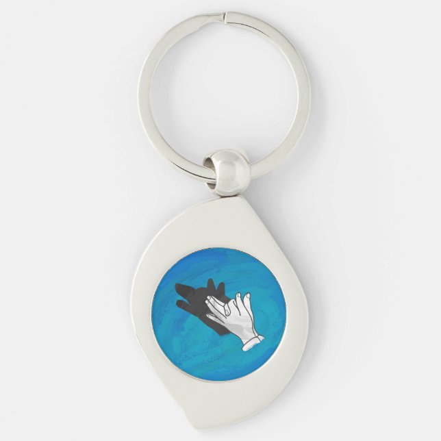 Porte-clés Ombre de loup sur bleu (Devant)