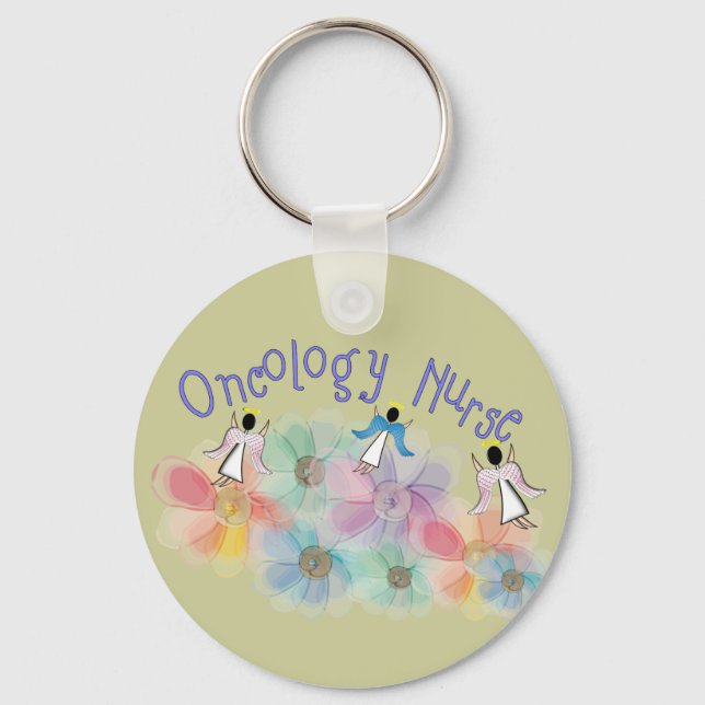 Porte-clés Oncologie Infirmière Whispy Angels & Fleurs Design (Recto)