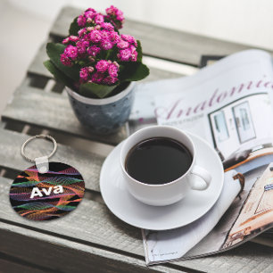 Porte-clés Onde couleur noir blanc nom