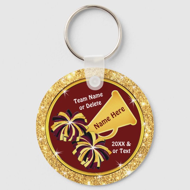 Porte-clés Or Bourgogne, peu coûteux, Cadeaux Cheerleader, (Recto)