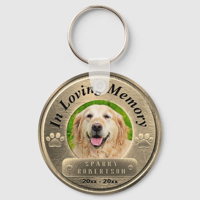 Porte-clés Or mémorial de chien personnalisé (Recto)