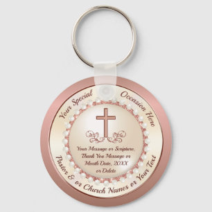 Porte-clés Or rose, Faveurs Religieuses Uniques, Personnalisé