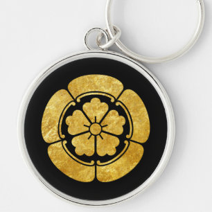Porte-clés Or samouraï japonais de faux de clan d'Oda lundi