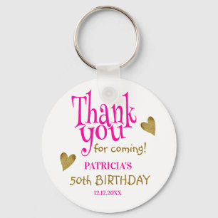 Porte-clés Or tendance 50e anniversaire Merci rose Favor