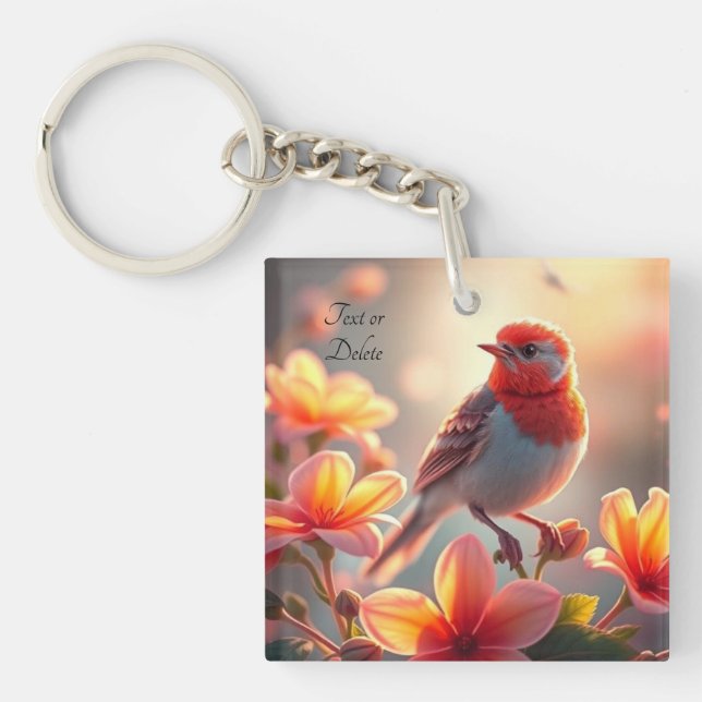 Porte-clés Orange Bird Floral Keychain (Devant)