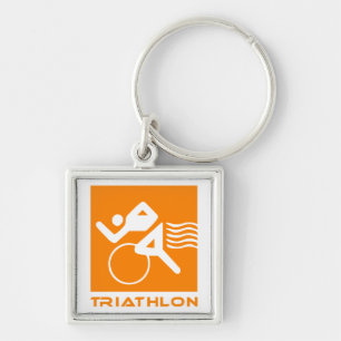 Porte-clés Orange et blanc de triathlon