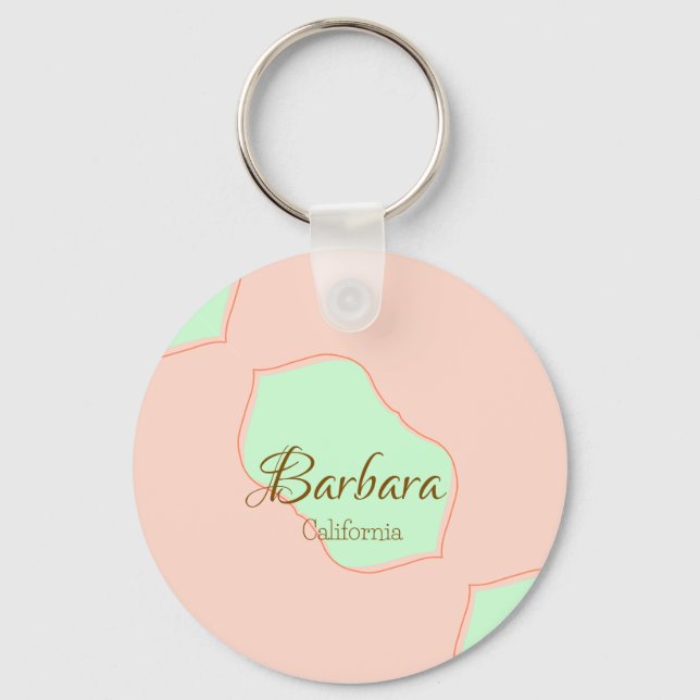 Porte-clés Orange green pastel boho add name place rustic ele (Recto)