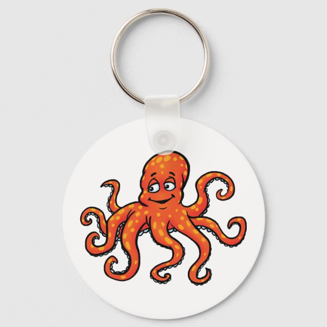 Porte-clés Orange Octopus Cartoon Ocean Sea Creature (Recto)