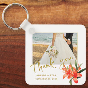 Porte-clés Orange Oleander Fleurs Merci photo Mariage