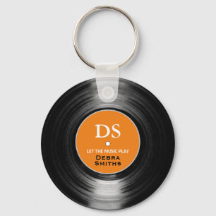Porte-clés Orange Personnalisé Musique Vinyl Record Porte - c