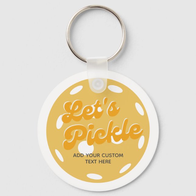Porte-clés Orange Pickleball Pickle Texte personnalisé (Recto)