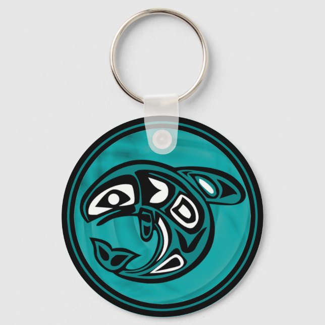 Porte-clés Orca Whale, d'origine américaine, turquoise (Recto)