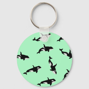 Porte-clés Orca Whale Illustration Pod Motif Ocean Mint