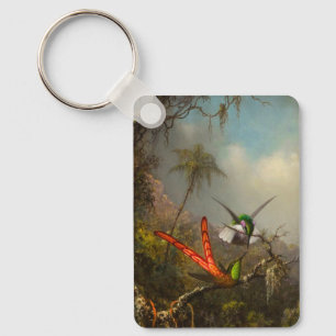 Porte-clés Orchidée avec deux colibris Heade