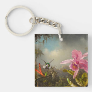Porte-clés Orchidée avec deux colibris Heade