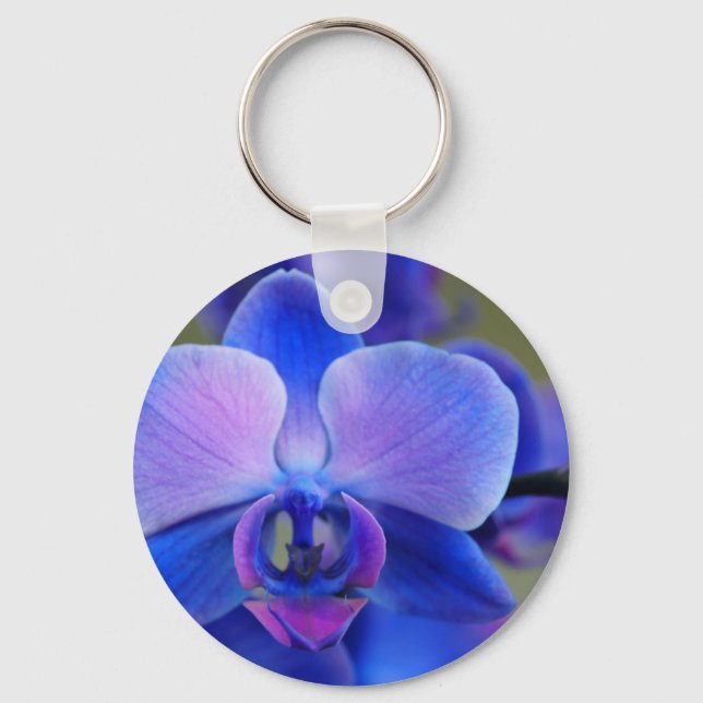 Porte-clés Orchidée bleue et rose (Recto)
