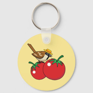 Porte-clés Organic lover Sparrow Eating Red Tomato