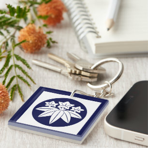 Porte-clés Oriental Blue Kamakura Minamoto Japon Mon Art