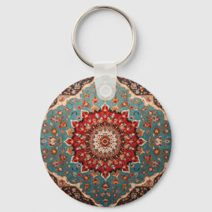 Porte-clés Oriental Perse Motif Rouge crème Bleu