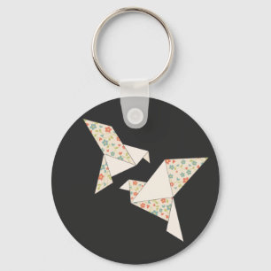 Porte-clés origami floral bird