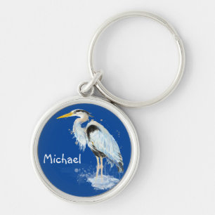 Porte-clés Original watercolor Great Blue Heron Bird Custom