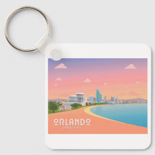 Porte-clés Orlando Florida Côte Cityscape Pastel Travel