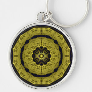 Porte-clés Ornement fractal rond orange