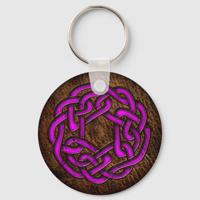 Porte-clés Ornement violet clair sur cuir (Recto)