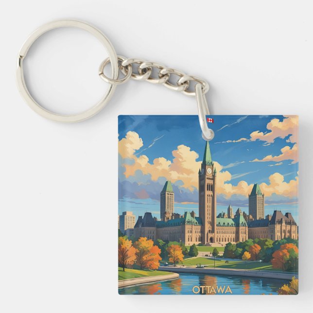 Porte-clés Ottawa Canada Parliament Building, City Skyline (Devant)