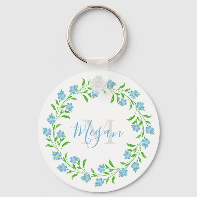 Porte-clés Oubliez-moi non aquarelle Floral Wreath (Recto)
