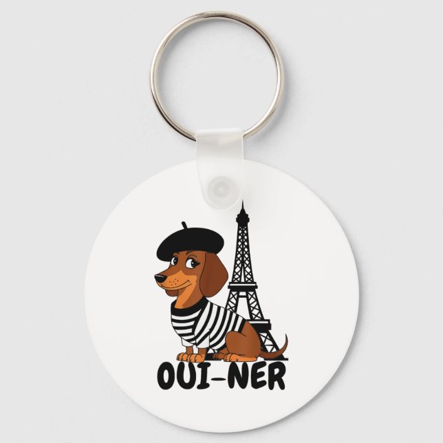 Porte-clés Oui-ner Dog Funny Dachshund Wiener Sausage Ween Do (Recto)