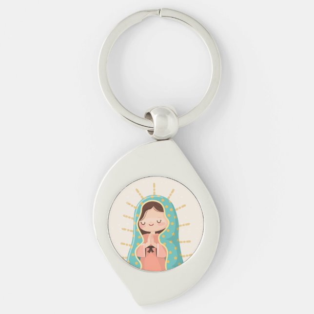 Porte-clés Our Lady of Guadalupe Kawaii Style (Devant)