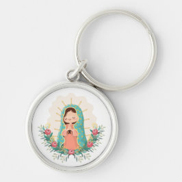 Porte-clés Our Lady of Guadalupe with flowers Kawaii Style