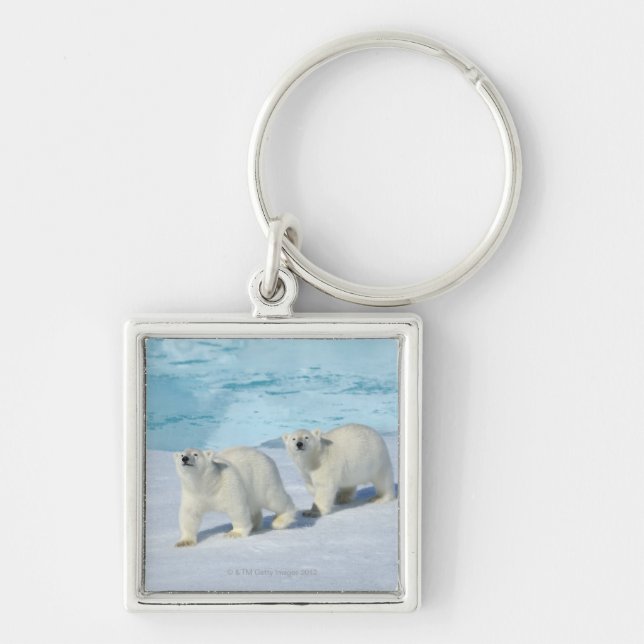 Porte-clés Ours blanc, deux tasses sur la banquise, Ursus (Devant)